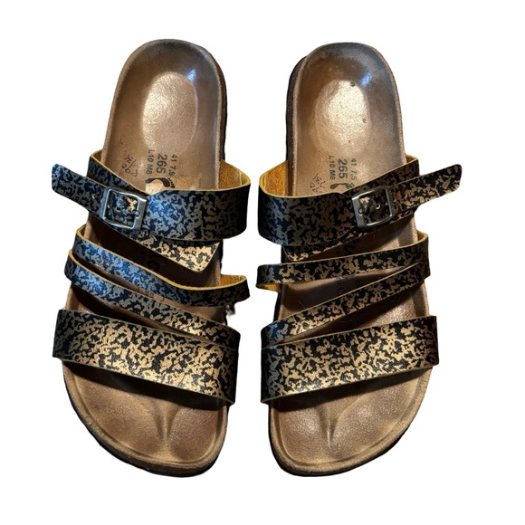 Women’s Birkenstock Betula Black & Gold Spackle Sandals Size 10 - Picture 1 of 6